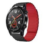 For Huawei Watch GT 22mm I-shaped Magnetic Silicone Watch Band(Black+Red)