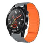 For Huawei Watch GT 22mm I-shaped Magnetic Silicone Watch Band(Gray+Orange)