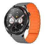 For Honor Magic watch 22mm I-shaped Magnetic Silicone Watch Band(Gray+Orange)