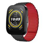 For Amazfit Watch Bip 5 22mm I-shaped Magnetic Silicone Watch Band(Black+Red)