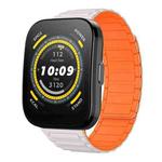 For Amazfit Watch Bip 5 22mm I-shaped Magnetic Silicone Watch Band(Starlight+Orange)