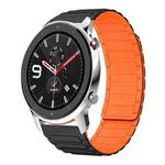For Amazfit Watch GTR 4 22mm I-shaped Magnetic Silicone Watch Band(Black+Orange)
