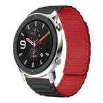 For Amazfit Watch GTR 4 22mm I-shaped Magnetic Silicone Watch Band(Black+Red)
