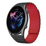 For Amazfit Watch GTR 3 22mm I-shaped Magnetic Silicone Watch Band(Black+Red)