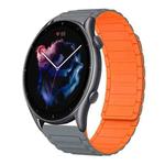 For Amazfit Watch GTR 3 22mm I-shaped Magnetic Silicone Watch Band(Gray+Orange)