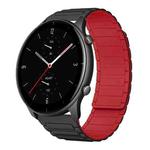 For Amazfit Watch GTR 2e 22mm I-shaped Magnetic Silicone Watch Band(Black+Red)