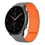 For Amazfit Watch GTR 2e 22mm I-shaped Magnetic Silicone Watch Band(Gray+Orange)