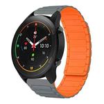 For Xiaomi Watch S1 Pro 22mm I-shaped Magnetic Silicone Watch Band(Gray+Orange)