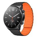 For Xiaomi Watch S1 22mm I-shaped Magnetic Silicone Watch Band(Black+Orange)