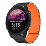 For Garmin Forerunner 255 22mm I-shaped Magnetic Silicone Watch Band(Black+Orange)