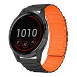 For Garmin Vivoactive 4 22mm I-shaped Magnetic Silicone Watch Band(Black+Orange)