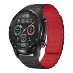 For Ticwatch Pro X 22mm I-shaped Magnetic Silicone Watch Band(Black+Red)