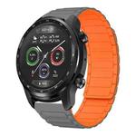 For Ticwatch Pro X 22mm I-shaped Magnetic Silicone Watch Band(Gray+Orange)