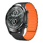 For Ticwatch Pro 3 Lite 22mm I-shaped Magnetic Silicone Watch Band(Black+Orange)