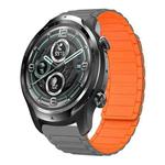 For Ticwatch Pro 3 Lite 22mm I-shaped Magnetic Silicone Watch Band(Gray+Orange)