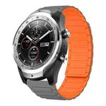 For Ticwatch Pro 2020 22mm I-shaped Magnetic Silicone Watch Band(Gray+Orange)