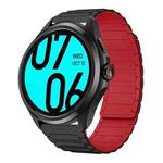 For Ticwatch Pro 2021 22mm I-shaped Magnetic Silicone Watch Band(Black+Red)