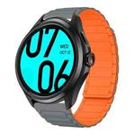 For Ticwatch Pro 2021 22mm I-shaped Magnetic Silicone Watch Band(Gray+Orange)