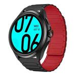 For Ticwatch Pro 22mm I-shaped Magnetic Silicone Watch Band(Black+Red)