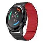 For Ticwatch GTX 22mm I-shaped Magnetic Silicone Watch Band(Black+Red)