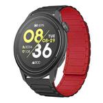 For COROS Pace 3 22mm I-shaped Magnetic Silicone Watch Band(Black+Red)