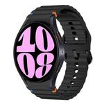 For Samsung Galaxy Watch 6 40 / 44mm Wave Pattern Stitched Silicone Watch Band(Black)