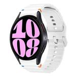 For Samsung Galaxy Watch 6 40 / 44mm Wave Pattern Stitched Silicone Watch Band(White)