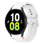 For Samsung Galaxy Watch 5 40 / 44mm Wave Pattern Stitched Silicone Watch Band(White)