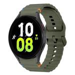 For Samsung Galaxy Watch 5 40 / 44mm Wave Pattern Stitched Silicone Watch Band(Army Green)