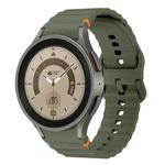 For Samsung Galaxy Watch 5 Pro Wave Pattern Stitched Silicone Watch Band(Army Green)