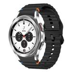 For Samsung Galaxy Watch 4 Classic 42 / 46mm Wave Pattern Stitched Silicone Watch Band(Black)