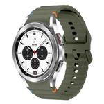 For Samsung Galaxy Watch 4 Classic 42 / 46mm Wave Pattern Stitched Silicone Watch Band(Army Green)