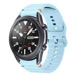 For Samsung Galaxy Watch3 41mm Wave Pattern Stitched Silicone Watch Band(Light Blue)