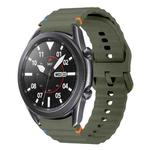 For Samsung Galaxy Watch3 41mm Wave Pattern Stitched Silicone Watch Band(Army Green)