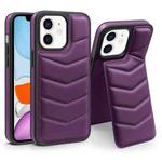 For iPhone 11 Down Jacket Card Bag Holder MagSafe Phone Case(Purple)