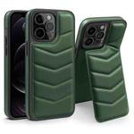 For iPhone 12 Pro Down Jacket Card Bag Holder MagSafe Phone Case(Dark Green)