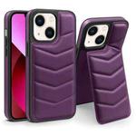 For iPhone 13 Down Jacket Card Bag Holder MagSafe Phone Case(Purple)