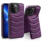 For iPhone 13 Pro Down Jacket Card Bag Holder MagSafe Phone Case(Purple)