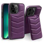 For iPhone 13 Pro Max Down Jacket Card Bag Holder MagSafe Phone Case(Purple)