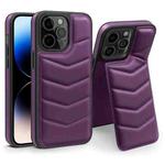 For iPhone 14 Pro Down Jacket Card Bag Holder MagSafe Phone Case(Purple)