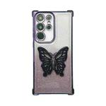 For Samsung Galaxy S24 Ultra 5G Electroplated Glitter 3D Butterfly Four-corner Shockproof TPU Phone Case(Gradient Purple)