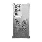 For Samsung Galaxy S24 Ultra 5G Electroplated Glitter 3D Butterfly Four-corner Shockproof TPU Phone Case(Gradient Silver)