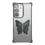 For Samsung Galaxy S24 5G Electroplated Glitter 3D Butterfly Four-corner Shockproof TPU Phone Case(Gradient Black)