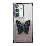 For Samsung Galaxy S24 5G Electroplated Glitter 3D Butterfly Four-corner Shockproof TPU Phone Case(Gradient Purple)