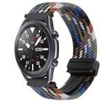 For Samsung Galaxy Watch 3 45mm 22mm Magnetic Buckle Braided Watch Band(Denim Colorful)