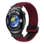 For Huawei Watch 4 22mm Magnetic Buckle Braided Watch Band(Black Sand Red)