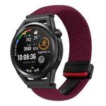 For Huawei Watch GT Runner 22mm Magnetic Buckle Braided Watch Band(Black Sand Red)