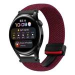 For Huawei Watch 3 22mm Magnetic Buckle Braided Watch Band(Black Sand Red)