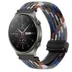 For Huawei Watch GT2 pro 22mm Magnetic Buckle Braided Watch Band(Denim Colorful)