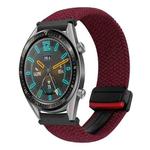 For Huawei Watch GT 22mm Magnetic Buckle Braided Watch Band(Black Sand Red)